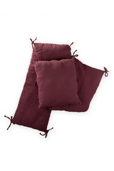 Müslin Bebek Yatak Koruma Yastık Seti (Yıkanmıştır) 32X180 cm +/- 2 cm Mürdüm