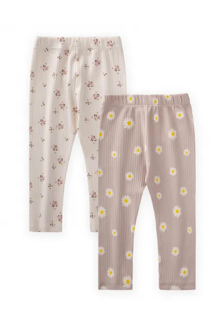 Collants doubles 1-8 ans Beige clair poudré