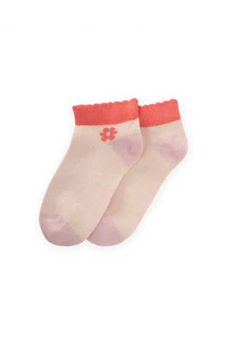 Topuk Burnu Renkli Çocuk Patik Çorabı 5-12 Yaş Pudra - Yavruağzı