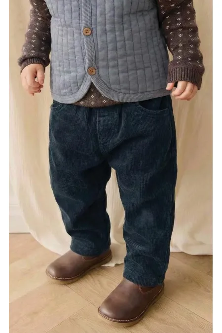 Pantalon en velours côtelé bleu marine, 1-8 ans