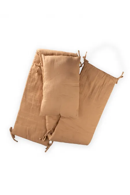 Müslin Bebek Yatak Koruma Yastık Seti (Yıkanmıştır) 32X180 cm +/- 2 cm Kavun