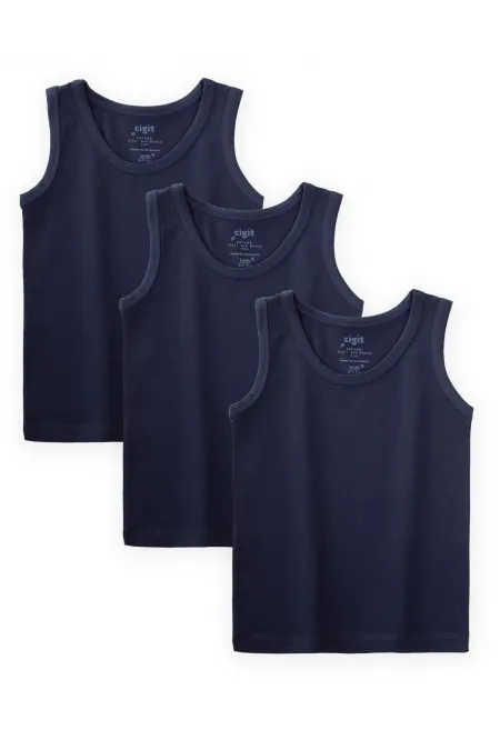 Ensemble de trois pièces pour garçon (2-9 ans), bleu marine, comprenant un body et un maillot de corps.
