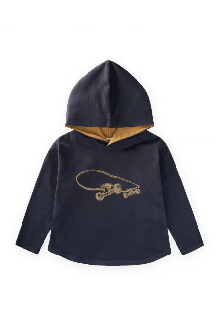 Kapşonlu Uzun Kollu T-Shırt 2-10 Yaş Lacivert