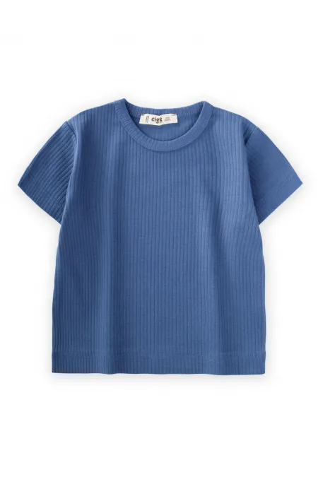Basic Ribbed T-Shirt 1-5 Years Indigo Blue