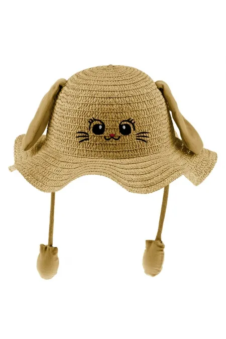 Chapeau de paille en vison avec oreilles