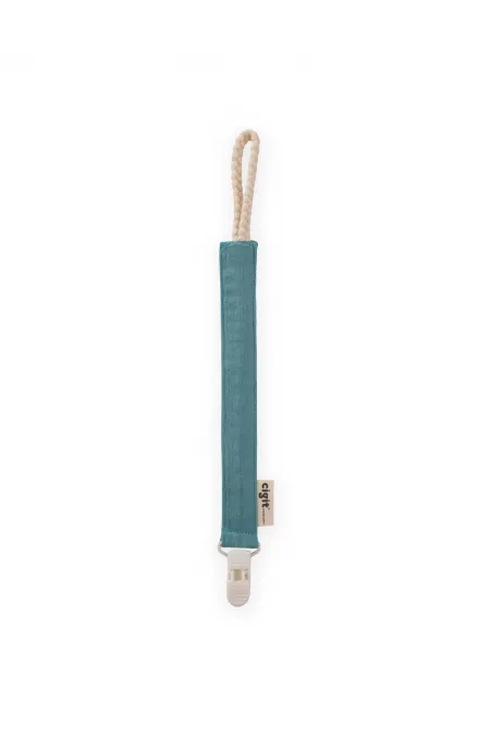 Porte-tétine en coton pour bébé 23 cm Turquoise