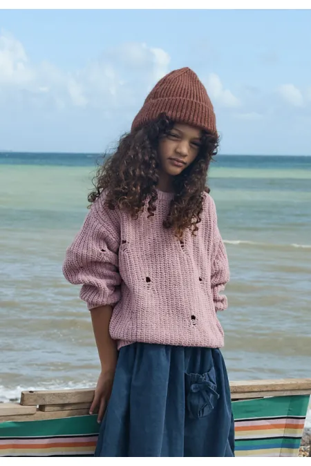 Selanik Triko Kazak 2-8 Yaş Pudra Pembe