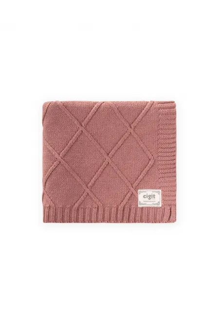 Knitted Blanket 80x100 cm Dusty Rose