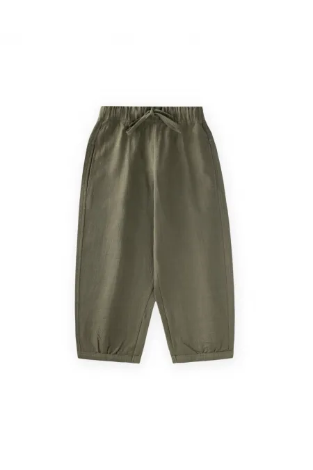 Keten Boyfriend Pantolon 2-10 Yaş Yeşil