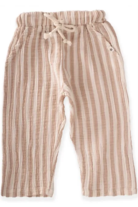 Muslin Pants for Ages 1-10, Brown Striped