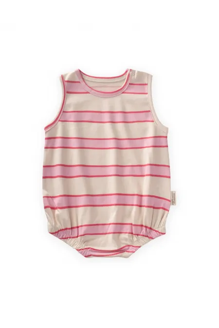 Çizgili Zıbın 0-3 Yaş Pudra Geniş Çizgili