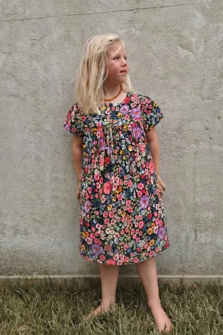 Robe fluide à motifs noire pour enfants de 1 à 8 ans