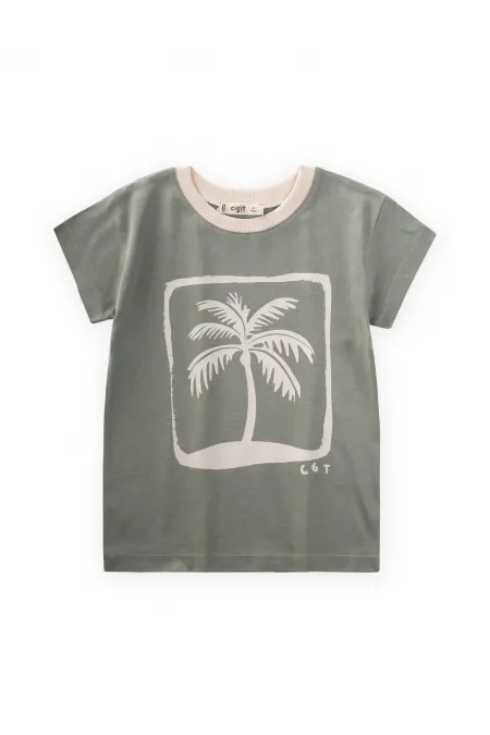 T-shirt imprimé palmiers vert pour enfants de 2 à 8 ans