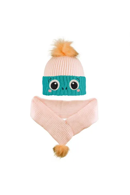 4-8 Yaş Atkı Bere Takım Pudra