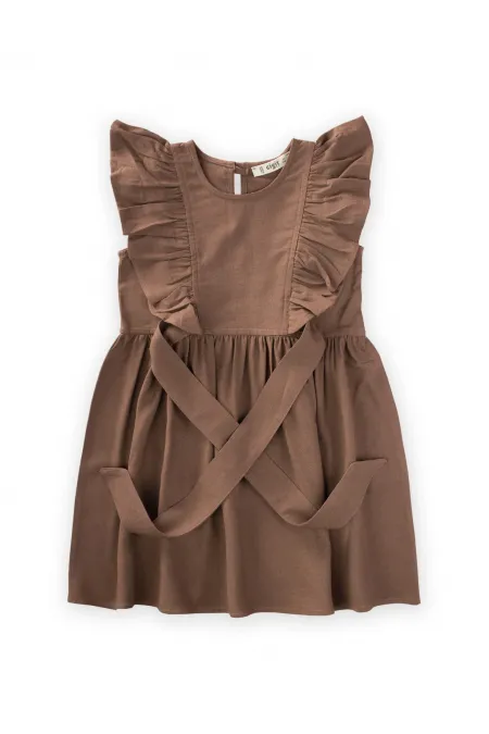 Robe en lin à nouer sur les côtés, 2-7 ans, couleur caramel