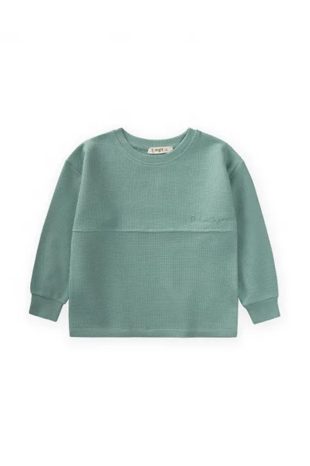Oversize Waffle Seasonal T-Shirt 2-14 Years Green