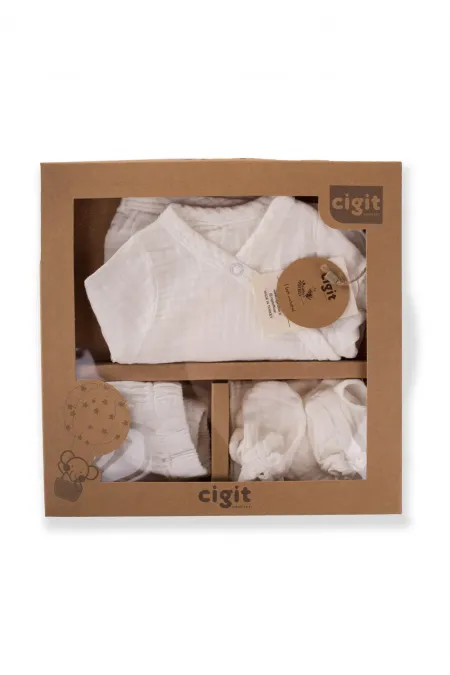 Organic Hospital Discharge Baby Set 0-3 Months Ecru