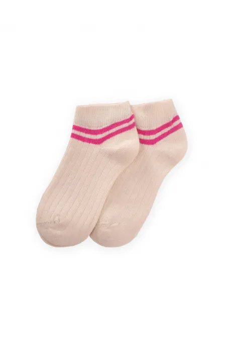 Zemin Ham Bilekleri Çizgili Çocuk Patik 5-12 Yaş Fuşya