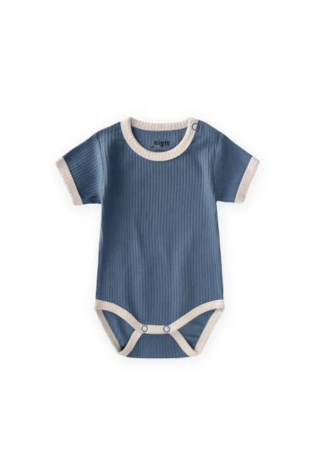 Omuzu Kırmalı Biyeli Zıbın 0-3 Yaş İndigo Mavi