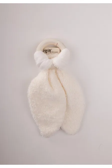 Ahşap Müslin Bebek Diş Kaşıyıcı Ekru