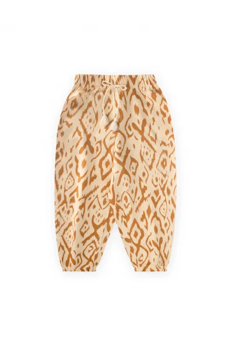 Desenli Viskon Şalvar 2-10 Yaş Bej