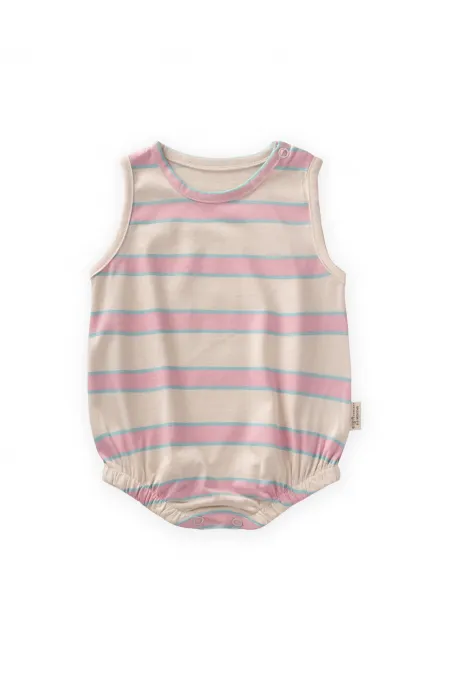 Çizgili Zıbın 0-3 Yaş Pudra Mavi Çizgili