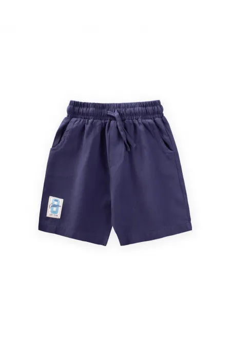 Capri en flanelle bleu marine, étiquette détaillée, 1-7 ans