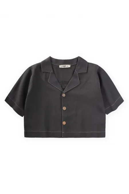 Keten Kalın Taba Dikişli Ceket 2-7 Yaş Antrasit