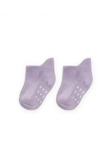ABS Baskılı Bebe Patik Çorabı 0-4 Yaş Lila