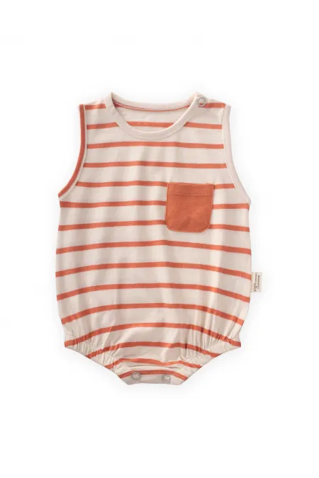 Çizgili Cepli Zıbın 0-3 Yaş Oranj