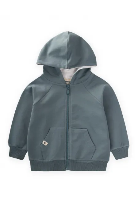 Hooded Zippered Cardigan for 1-14 Years Old, Almond Green Hooded Zippered Cardigan for 1-14 Years Old, Almond Green