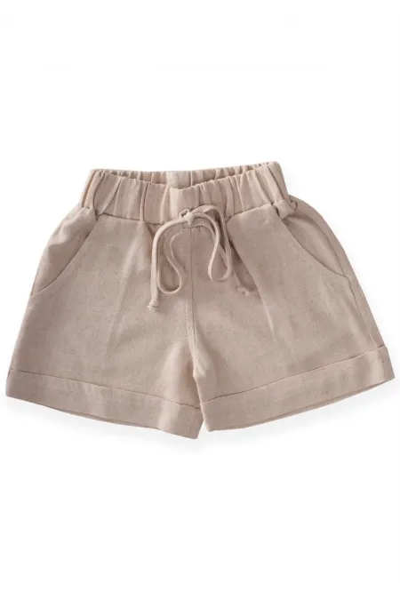 Sarh Keten Şort 2-9 Yaş Naturel