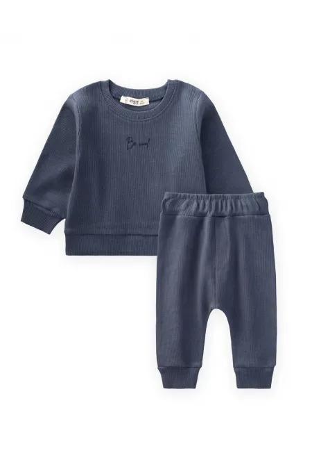 Be Cool Embroidered Sweatshirt Set for 0-5 Years Old Navy Blue Be Cool Embroidered Sweatshirt Set for 0-5 Years Old Navy Blue