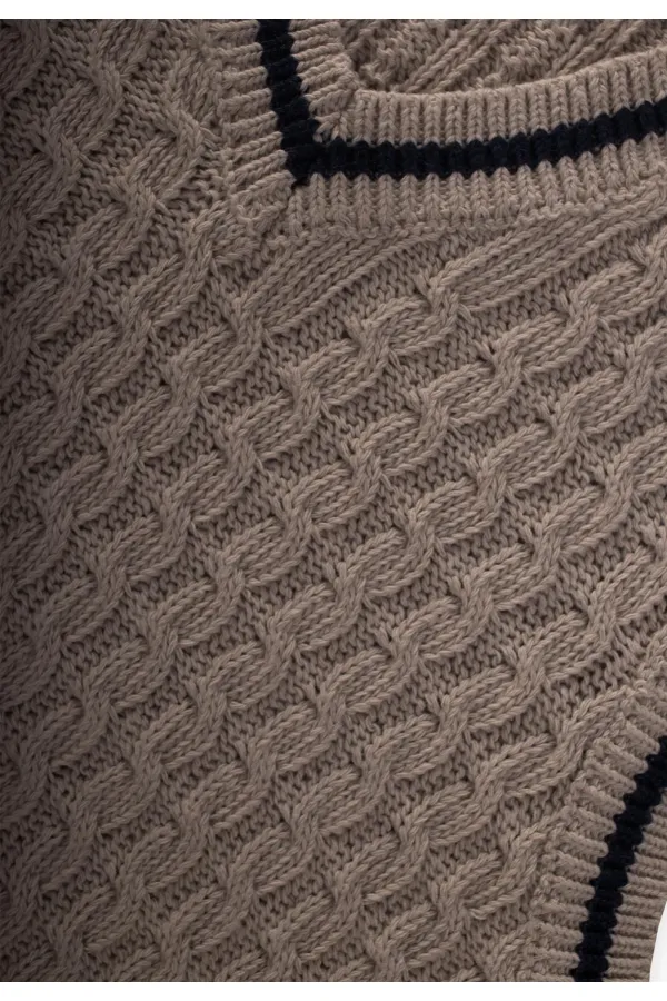 Saş Örgü Triko Süeter 3-9 Yaş Bej