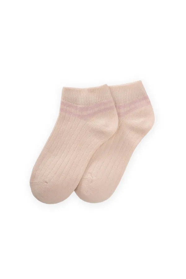 Children's Booties with Striped Ankles, 5-12 Years Old, Powder