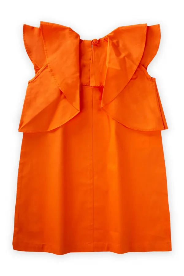Robe en popeline à volants, 2-7 ans, orange