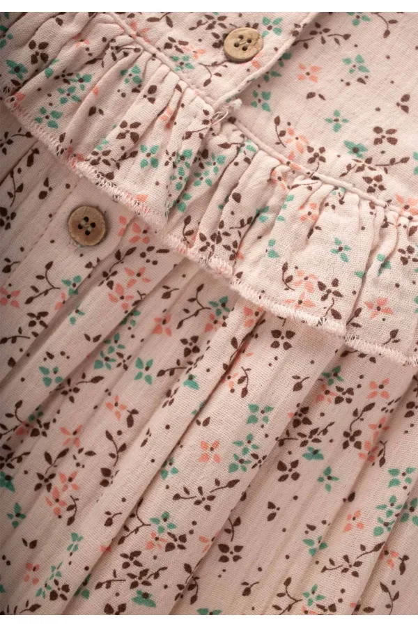 Robe en mousseline à motif croustillant, rose poudré, 0-8 ans