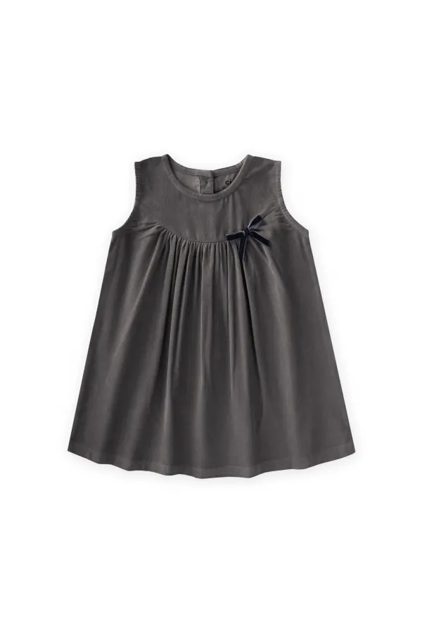 Robe sans manches en velours gris 0-7 ans