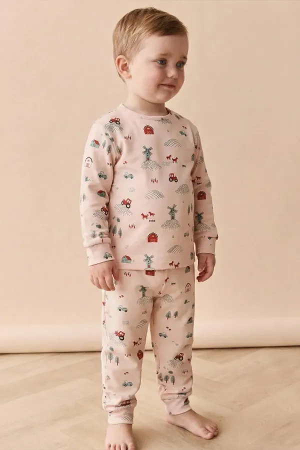 Desenli Mevsimlik Pijama Takım 1-7 Yaş Çiftlik Desen