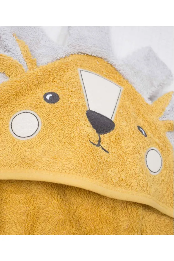 Aslan Figürlü Bebek Havlu 75x75 cm Hardal Sarı