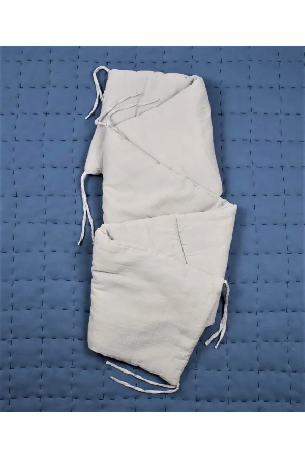 Müslin Bebek Yatak Koruma Yastık Seti (Yıkanmıştır) 32X180 cm +/- 2 cm Gri