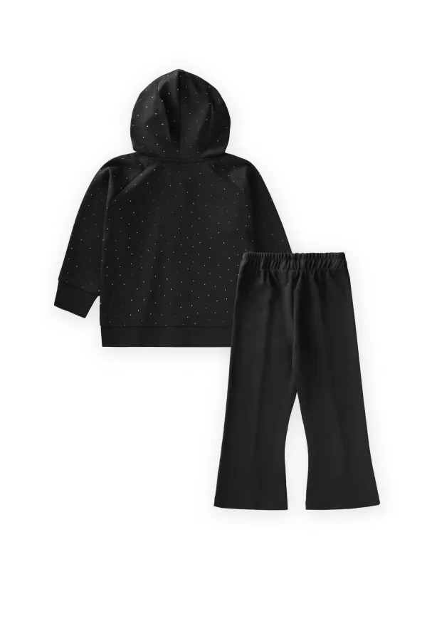 Ensemble en modal avec fermeture éclair et strass, 3-8 ans, noir