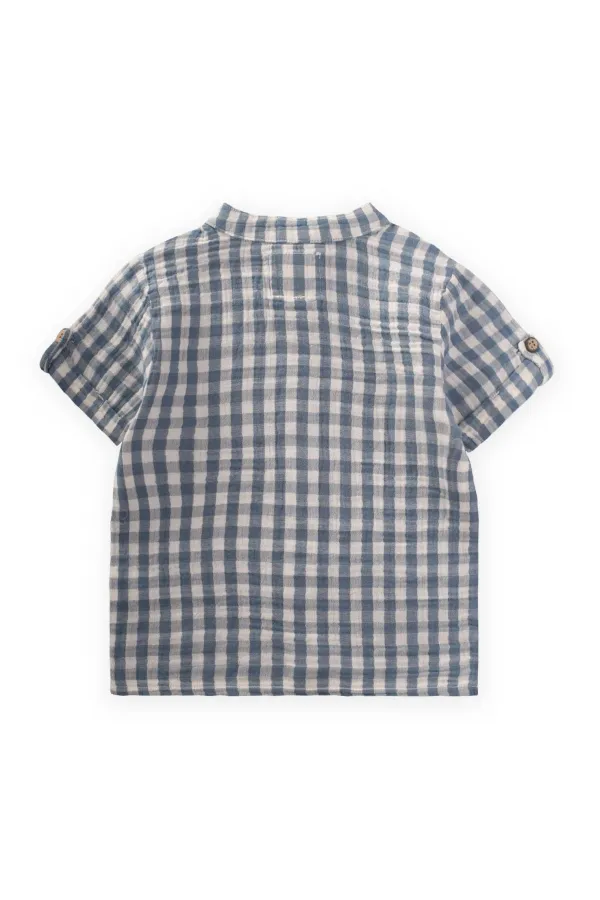 Chemise à motifs carrés Pöti, bleu indigo, 1-8 ans