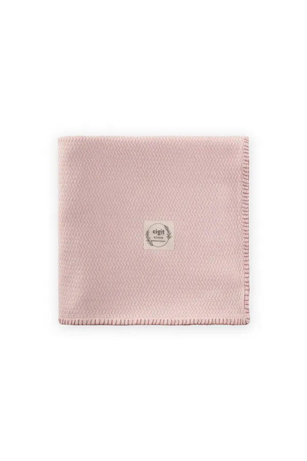 Çoban Dikişli Battaniye 93X100 Cm (+/- 3 Cm ) Pudra Pembe