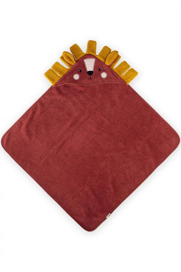 Organik Aslan Figürlü Bebek Havlu 75x75 cm Rust