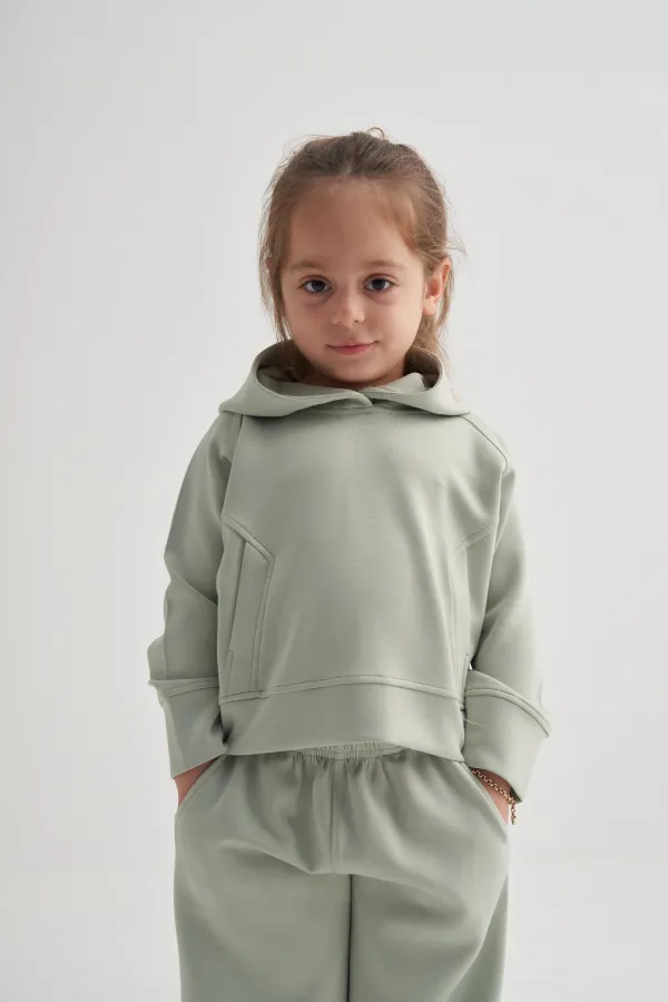 Modal Bol Paça Takım 2-7 Yaş Mint Yeşili