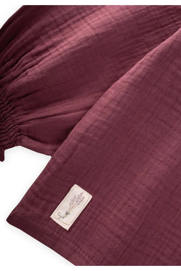 Chemise en mousseline biologique pour enfants de 2 à 10 ans, couleur prune