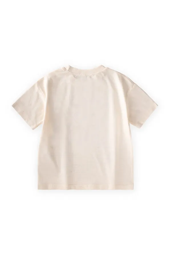 Roket Baskılı T-Shirt 2-12 Yaş Ekru