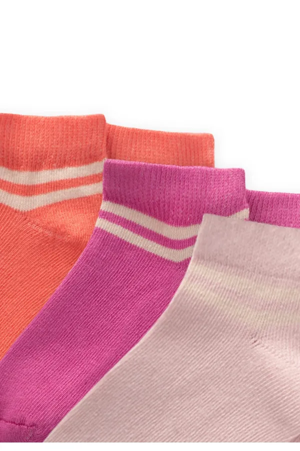 Chaussettes à rayures triples, 5-12 ans, fuchsia, rose pâle, rose poudré