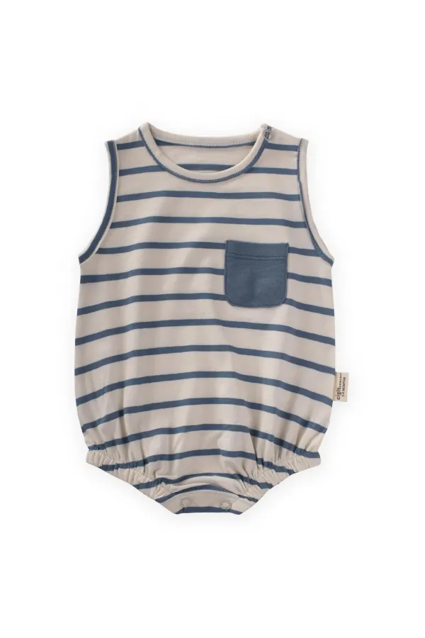 Body rayé avec poche 0-3 ans bleu indigo